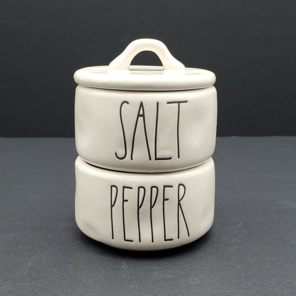 Rae Dunn Salt & Pepper Stacking Cellars Salt Pepper Stackable Cellar Set